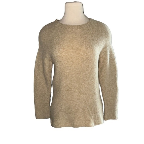 MUJI Sweater Women Size M Tan Wool Yak Warm Fuzzy Neutral‎ Minimalist Oatmeal - Picture 1 of 12